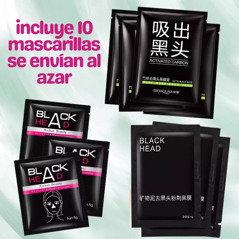 Universo en Linea 10 Mascarillas Facial Carbón Activado + 4