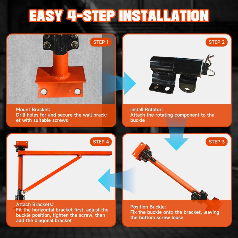 Wall Mount Jib Crane Hoist Bracket, 660lb Load Capacity Heavy