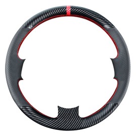 Kivnto - Funda de Volante de Fibra de Carbono para FJ Cruiser 2007 2008 2009 2010 2011 2012 2013 2014 Negro 15 Pulgadas Accesorios Interiores de Piel