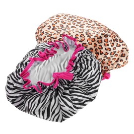 IWOWHERO Shower Cap Women Men Bulk Pack Reusable Decorative Large Size Bathing Protection