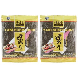 Kaitatuya Japanese Yaki Sushi Nori Roasted Seaweed Full Sheet 10 Sheets Gold 25g (Pack of 2) | Premium Grade Nori for Sushi & Rolls