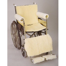 Skil-Care Sheepskin Wheelchair Full Armrest Pads, 15" L, Synthetic Sheepskin Cover for Comfort and Pressure Relief, Universal Fit for Standard Full Arm Wheelchairs, 703010