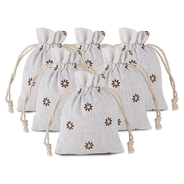 G2PLUS® 20 PCS Cotton Burlap Drawstring Pouches Gift Bags Wedding Party Favor Jewelry Bags 3.5'' x 4.7'' (Yellow Daisy)