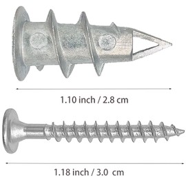 Plasterboard Fixings, Metal Self Drilling Plasterboard Screws Raw Plugs Cavity Wall, Driva Plasterboard Wall Plugs, Heavy Duty Drywall Anchors (20)