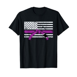 American Flag Jiu Jitsu Purple Belt Rank BJJ Jiujitsu Gift T-Shirt