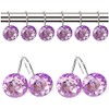 EleCharm 12 Pcs Bling Rhinestones Shower Curtain Hooks Bathroom Rolling