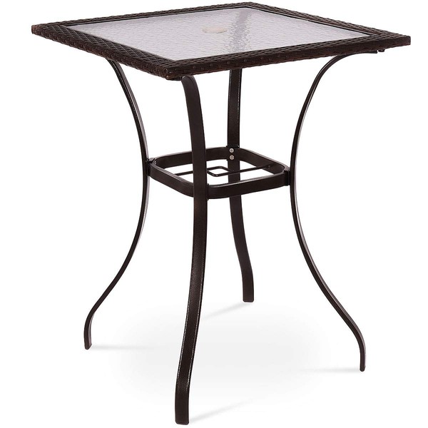 Tangkula Patio Bar Table with Umbrella Hole, All Weather 37