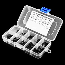 240 unids M3-M8 Surtido de Tornillos,DIN916 Juego de Tornillos Hexagonales de Acero de Aleación Tornillos de Cabeza Hexagonal M3 M4 M5 M6 M7 M8 Fácil de Usar con Caja de Plástico