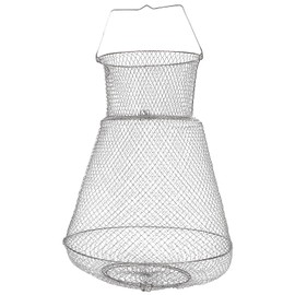BESPORTBLE Wire Fish Basket Stainless Steel Galvanized Fshing Net Cage Collapsible Crabs Basket for Freshwater Saltwater 45x72cm Silver
