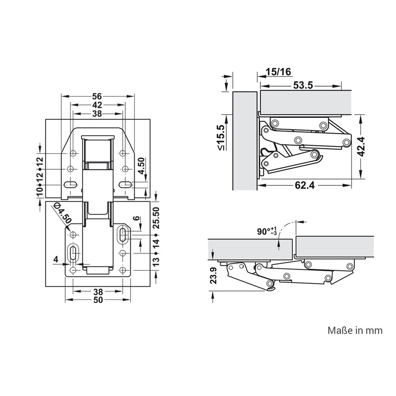 Gedotec Upfold Hinge with Soft-Close Damping | Pack of 4