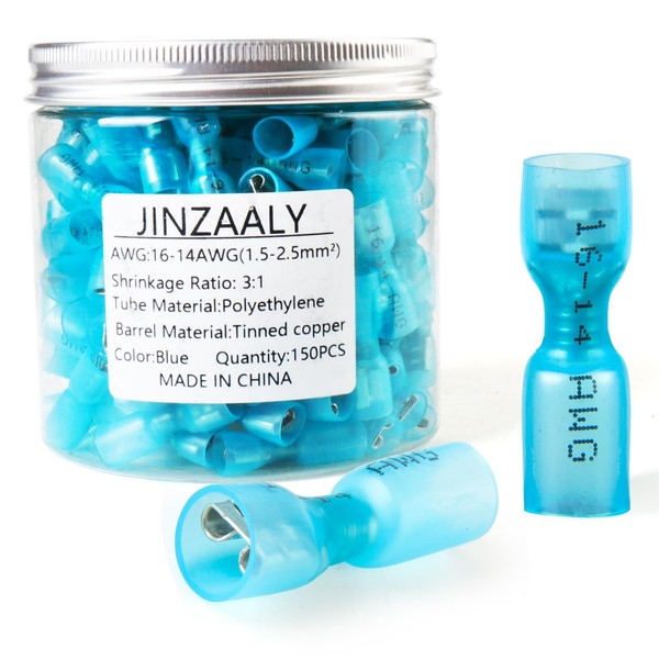 Jinzaaly 150 PCS Female Spade Connectors - Heat Shrink Spade