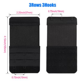 LeonHien Women's Bra Extender 3 Hook, Stretchy Soft and Comfortable Bra Strap Extension (Stretchy 3 Hook Bra Extender Black 3pcs)