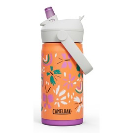 CamelBak Thrive Flip Straw Kids Bite Valve Stainless Steel Water Bottle Butterfly Rainbow, 12oz