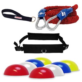 SPEEDSTER QB Drop Trainer- Quarterback Training System Using Resistance Bungee Cord- Includes Anchor, Cones, Bungee, Belt and Free Towel