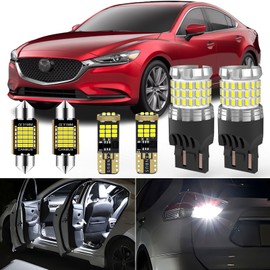 16 Pieces Interior LED Lights Kit + Back Up Reverse Lights for Mazda 6 GH GJ GL 2014 2015 2016 2017 2018 2019 2020 2021 2022 White LED Interior Light Bulbs Package + License Plate Lights, Install Tool