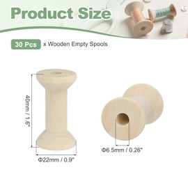 YELARXI Wooden Empty Spools Unfinished Wood Thread Spools, 1.6"x0.9" Fit for Embroidery and Sewing Machines Crafts Wire Weaving Bobbins (30Pcs, Natural Color)