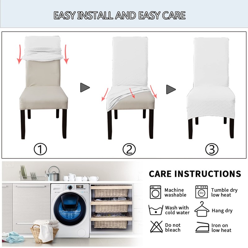 BOGUANG Waterproof XL/Oversized Dining Chair Cover, Parsons Chair Covers (White,