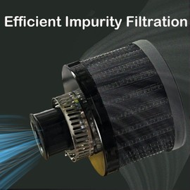 Universal Cold Air Intake Filter, 12mm Air Intake Filter High Performance Turbo Vent Breather for Car & Motorcycle (Black)