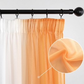 MIULEE Curtains Orange Transparent Living Room Modern Curtain Two-Tone Sliding Curtains Bedroom Set of 2 140 x 225 cm