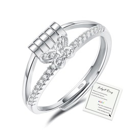 Butterfly Ring Women Sterling Silver Fidget Rings, Adjustable Anti Aniexty Stress Relief Silver Anxiety Rings for Women, Christmas Birthday Butterfly Gifts for Daughter Mum