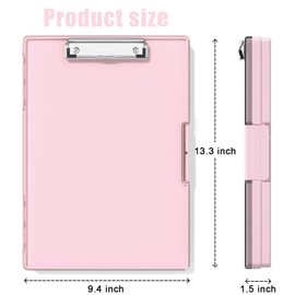 Hongri Clipboard with Storage, Pink 8.5 x 11 Folder Nursing Side Opening, Heavy Duty with Dual Compartment, Smooth Writing for Teachers, Classroom, Size 13.3 x 9.4 x 1.5 in, Office & School Supplies