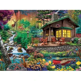 White Mountain - Cabin in The Woods, 500 Piece Jigsaw Puzzle, Spring Cabin Puzzle
