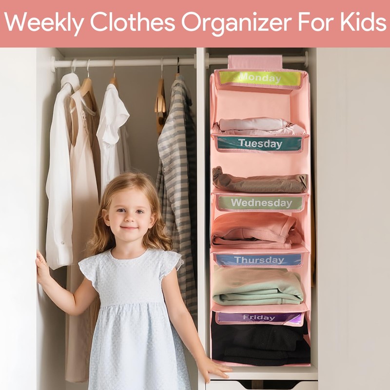 Weekly Clothes Organizer for Kids, Days of The Week Clothes