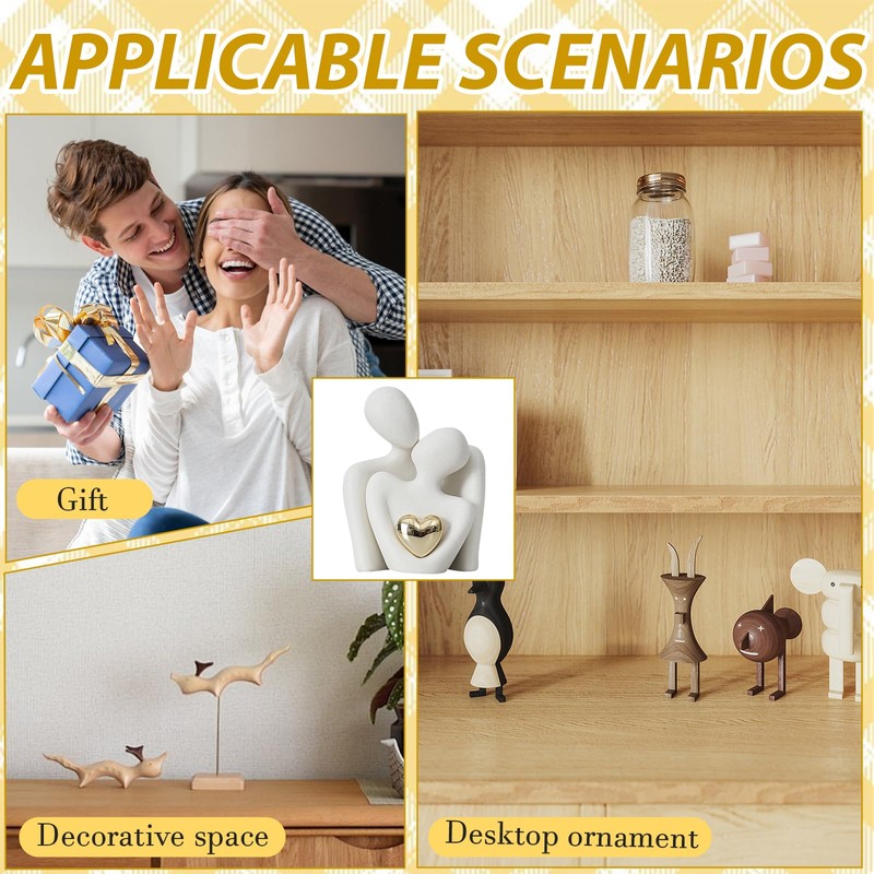 Sikweny Ornaments for Living Room, Ceramic White Ornaments Shelf Decorations