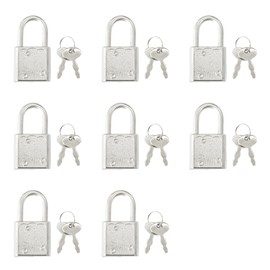 Runseaway 8PCS Mini Padlocks, Small Vintage Style Locks with Keys for Diary Journal Jewelry Case Storage Box Luggage Tag Decorative Hardware, Silver Finish Tiny Security Locks