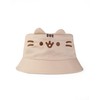 Pusheen Cat Girl Beige Bucket Hat | Novelty Face Design