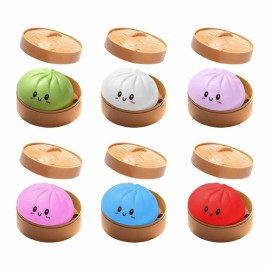 Soft Sensory Fidget Squeeze Toy, Slow Rising Steamed Bun Desk Toy, Blind Box Collectible for Teens and Adults 2026 Glitter Dumpling Squishy Toy with Steamer Box,