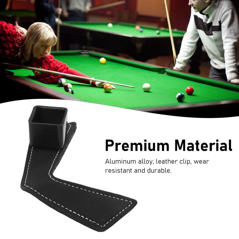 Magnetic Billiard Chalk Holder Aluminium Alloy Black with Leather Belt