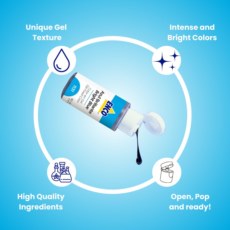 ENCO Food Coloring Gel Bright Blue 1.41 oz (40g) Concentrated,