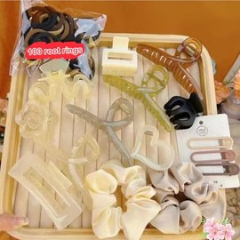 115 Set de pinzas y coleteros para mujer, Pinzas Pasadores Mujer, Horquillas planas Para Cabello para el Cabello planas y Curvas, Pinzas para el Pelo,