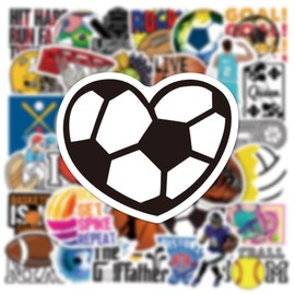 Mixed Ball Stickers for Laptop (50 PCS),Gift for Children Teens Adults Girl Boys,Waterproof Stickers for Water Bottle,Ball Vinyl Stickers for Scrapbook,Skateboard,Bike,Phone,Dairy