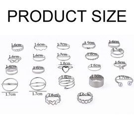 22pcs Rings Thumb Rings For Women Rings For Teen Girls Rings For Teen Girls Silver Ring Set Chunky Rings Rings Set Pearl Open Rings Set Adjustable For Women Girls