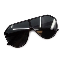 Retro Pilot Sunglasses Oversized Flat Top Mono Lens Fashion UV400 Black