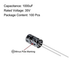sourcing map 100uF 35V Capacitor, Aluminum Electrolytic Capacitors 105C High Temp 100pcs