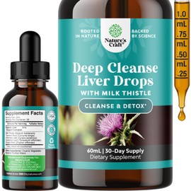 Deep Liver Cleanse, Detox & Repair with Milk Thistle Liquid Drops - Liver Detox Liquid Artichoke Extract with Dandelion Leaf, Ginger & Turmeric Curcumin for Immunity & Daily Cleanse -60 ml Bottle