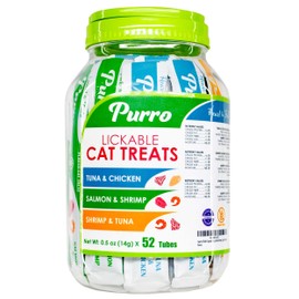 Heart & Field Cat Treats, Squeezable Lickable Variety Pack, Tuna Shrimp, Salmon Shrimp, Tuna Chicken, 52 Count