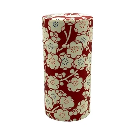 Noguchi Kumataro Tea Garden, Tea Canister, Large Capacity, 7.1 oz (200 g), Japanese Paper Sticker, Inner Lid, Plum Roman, Enge, Made in Japan, Stylish