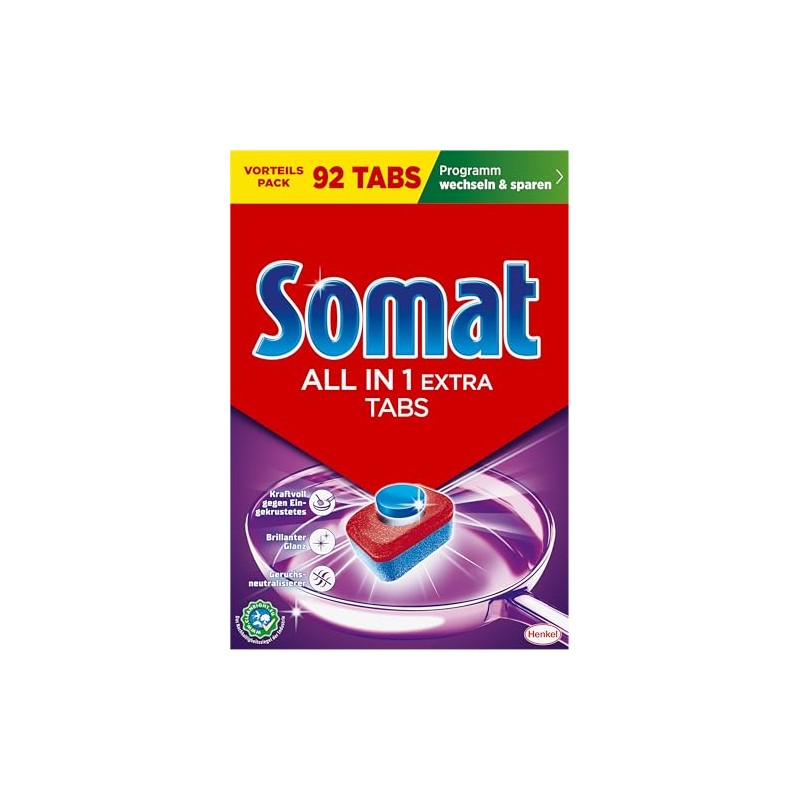 Somat All in 1 Extra Dishwasher Tabs (92 Tabs), Dish