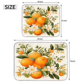 Piolysio fruit orange flower pattern Dish Drying Mat 16x18 Inch Microfiber Super Absorbent Reversible Dishes Drainer Mats Kitchen Counter Coffee Bar Drying Pad