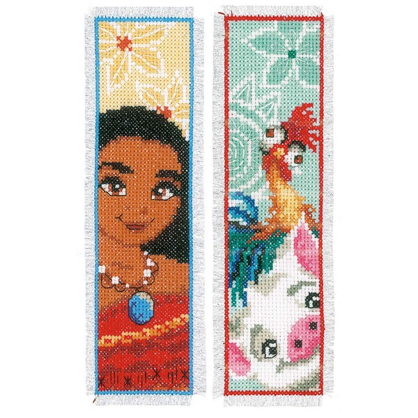 Vervaco WD Bookmarks Moana aida Set of 2, Cotton Blend