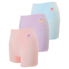 AMYNICE - Paquete de 5 pantalones cortos de bicicleta para niñas, transpirables, para debajo de los pantalones cortos, cómodos, para debajo del vestido, 3-12T, Azul/Morado/Rosa, 5-6 Años