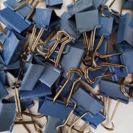 Medium Binder Clips Blue Color 1-1/4" / 1.25 inches / 32 mm a Little bit Scratch Paper Clips (24 PCS, Blue)