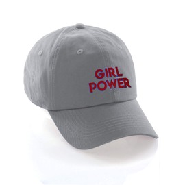 Daxton Girl Power Baseball Hat Strapback Cap Curve Visor Grey Hat Blue Red Matte