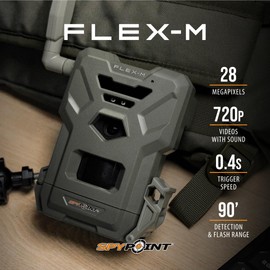 SPYPOINT Flex-M and SD Card Pack - Cellular Trail Cameras |Best Value in Hunting Accessories |No WiFi Needed & GPS-Enabled |Hunting Night Vision | IP65 Waterproof |28MP Photos, 720p Videos