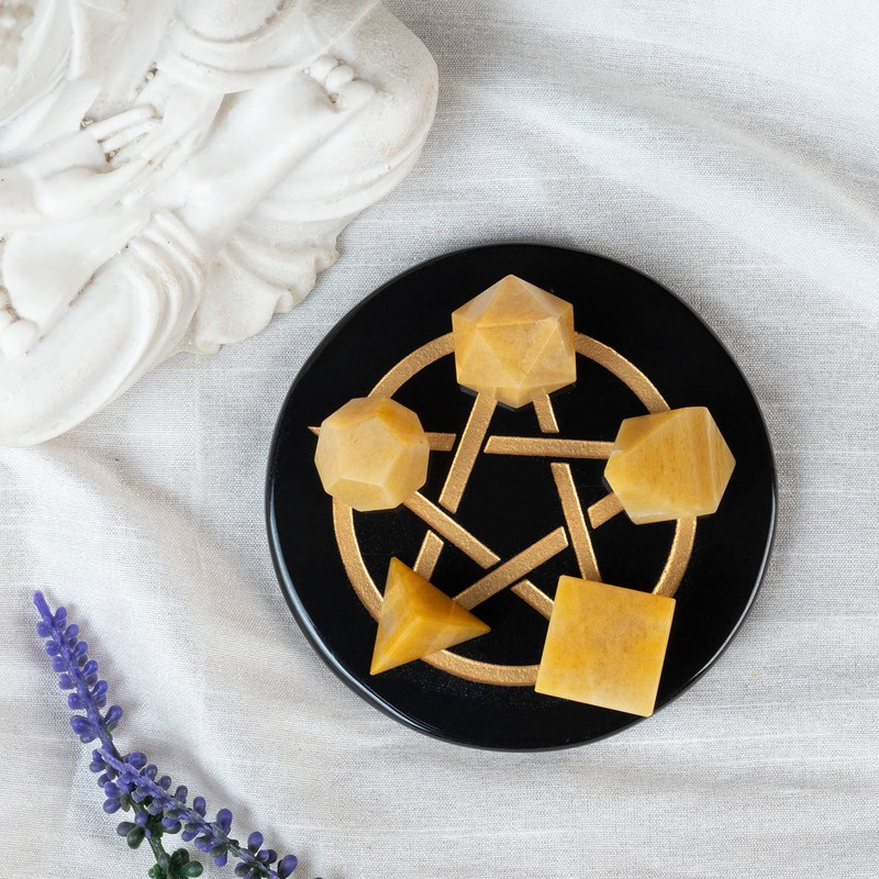 Crocon® Yellow Aventurine Platonic Solids Set 5 Pcs 15-20 mm