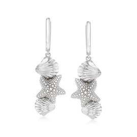 Ross-Simons Sterling Silver Seashell and Starfish Drop Earrings